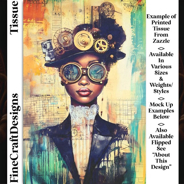 Papier Mousseline Peau foncée Steampunk Femme Collage DK1LF Decoupag (Créateur téléchargé)
