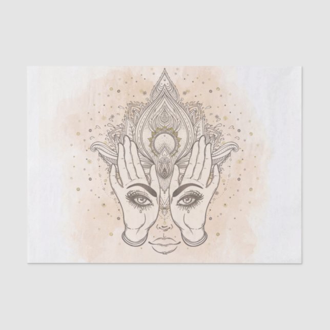 Papier Mousseline Pêche & Or Boho Lotus Flower Beauté (Recto)
