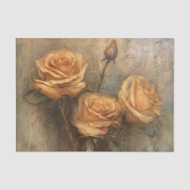 Papier Mousseline Pêcher Rose Romantique Floral (Recto)