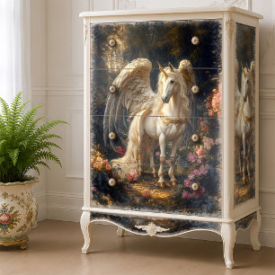 Papier Mousseline Pégase ailé bleu vintage Mythologie grecque