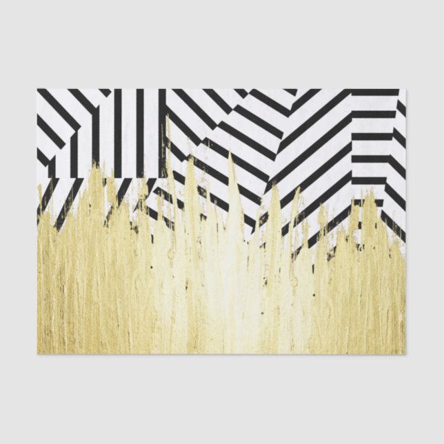 Papier Mousseline Peignez les courses en or de Faux sur la rayure (Recto)