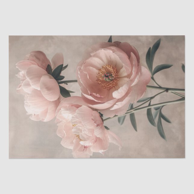 Papier Mousseline Peine rose pâle avec Découpage Feuille verte (Recto)