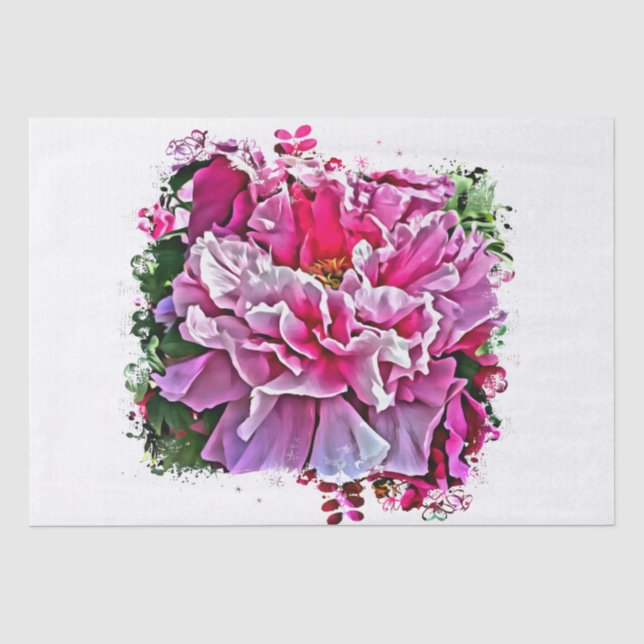 Papier Mousseline *~* Peine rose rose Peony Peinture Artistique AR1 (Recto)