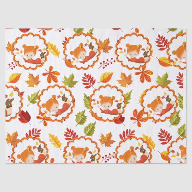 Papier Mousseline Peint à la main Automne Adorable Girl Tissu Papier (Recto)