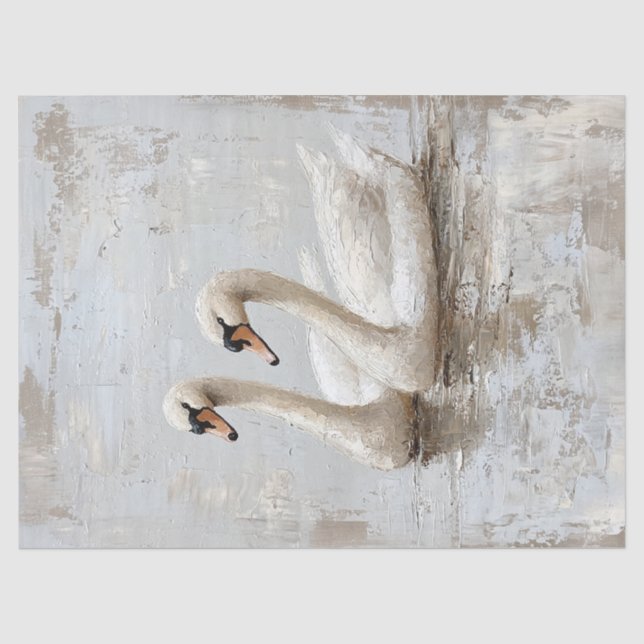 Papier Mousseline Peinture à l'huile de paire de cygne de découpage (Recto)