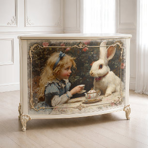 Papier Mousseline Peinture à l'huile vintage d'Alice au thé avec le 