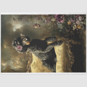 Papier Mousseline Peinture à l'huile vintage Poodle noir Buzz Rococo