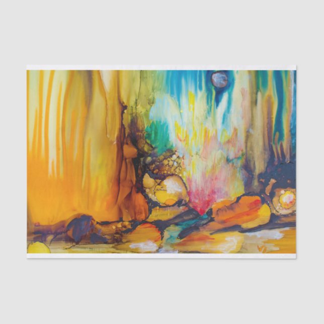 Papier Mousseline Peinture Abstraite couleur vive moderne (Recto)
