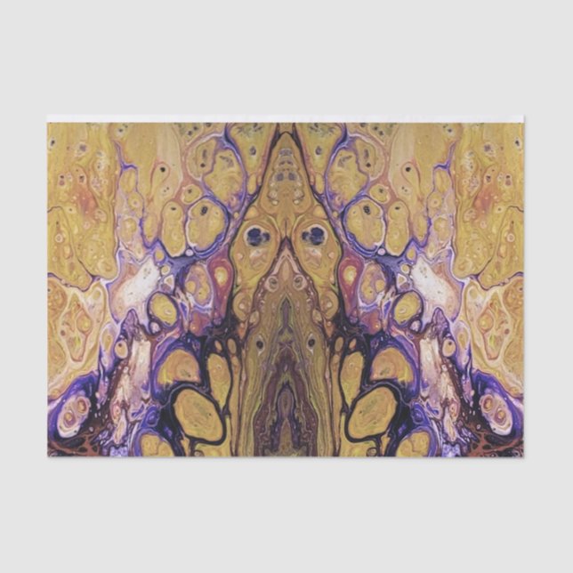 Papier Mousseline Peinture abstraite violette et or (Recto)