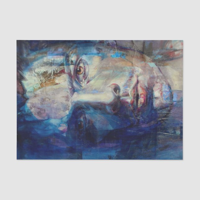 Papier Mousseline Peinture aquarelle Portrait de l'homme Tissu Papie (Recto)