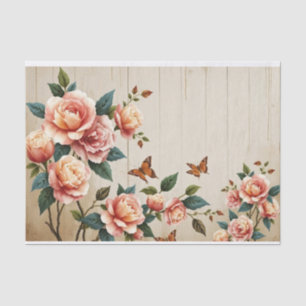 Papier Mousseline Peinture artistique de roses de style shabby chic
