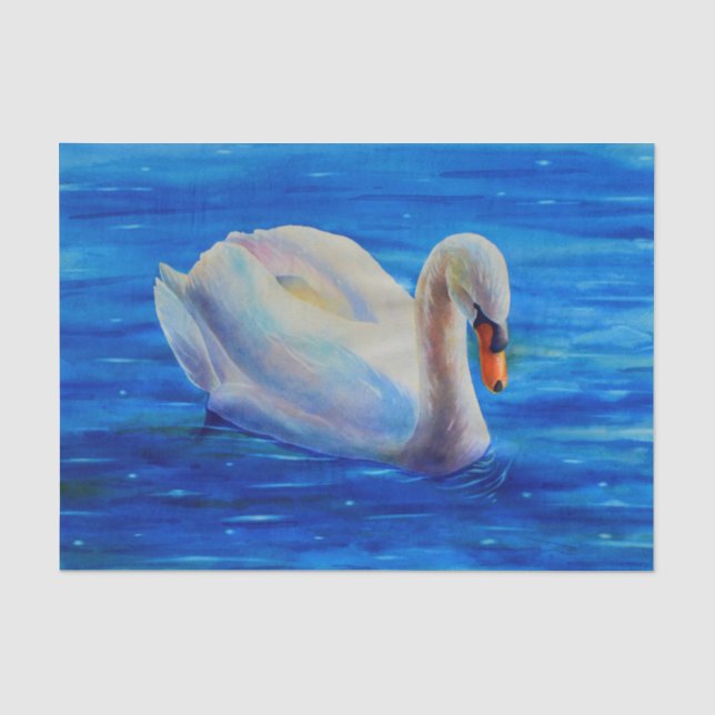 Papier Mousseline Peinture d'aquarelle de cygne blanc, sauvagine, oi (Recto)