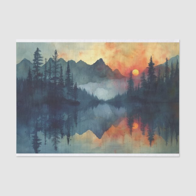 Papier Mousseline Peinture d'aquarelle étonnante au coucher du solei (Recto)