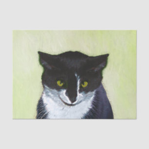 Papier Mousseline Peinture de chat Tuxedo - Cute Original Cat Art