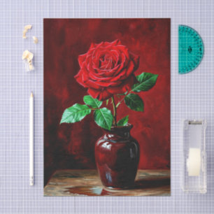 Papier Mousseline Peinture de fleurs de rose rouge