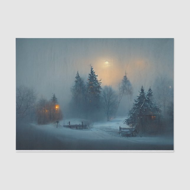 Papier Mousseline Peinture de la robe de neige de nuit d'hiver (Recto)