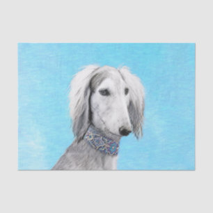 Papier Mousseline Peinture de Saluki (Argent) - Joli art original de