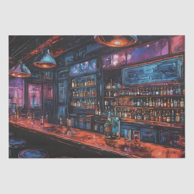 Papier Mousseline Peinture d'encre Cyberpunk d'une barre (Recto)