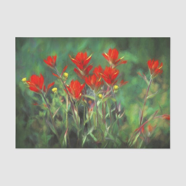 Papier Mousseline Peinture indienne Peinture Art Fleur sauvage origi (Recto)