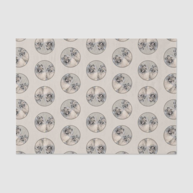 Papier Mousseline Peinture Keeshond 2 Keeshonden Original Chien Art (Recto)