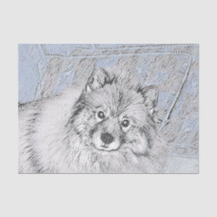 Papier Mousseline Peinture Keeshond Beth - Joli art original chien