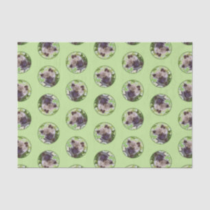 Papier Mousseline Peinture Keeshond Chiot dans le jardin Art origina