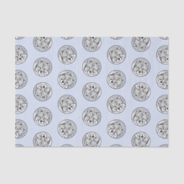 Papier Mousseline Peinture Keeshond Kees Jote Original Animal Chien  (Recto)