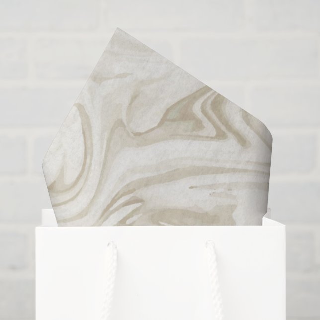 Papier Mousseline Peinture marbrée dans les tons blancs Mariage élég (Sac cadeau)