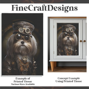 Papier Mousseline Peinture Mignonne de Chien Shih Tzu Steampunk Déco