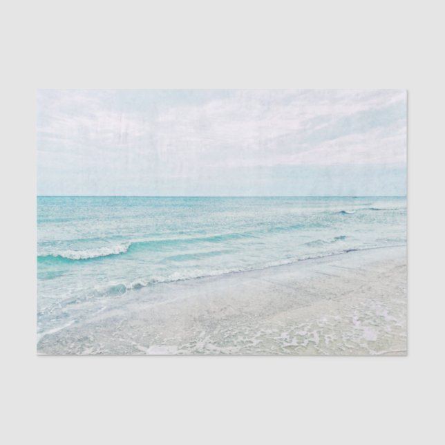 Papier Mousseline Peinture Ocean Waves Aqua Aquarelle bleu clair (Recto)