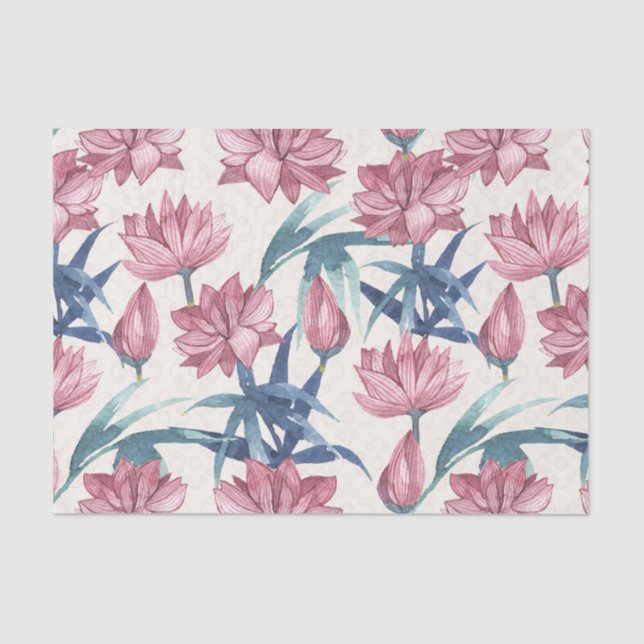 Papier Mousseline Peinture orientale de calligraphie de lotus (Recto)