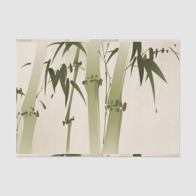 Papier Mousseline Peinture orientale de style, branches 2 de bambou (Recto)