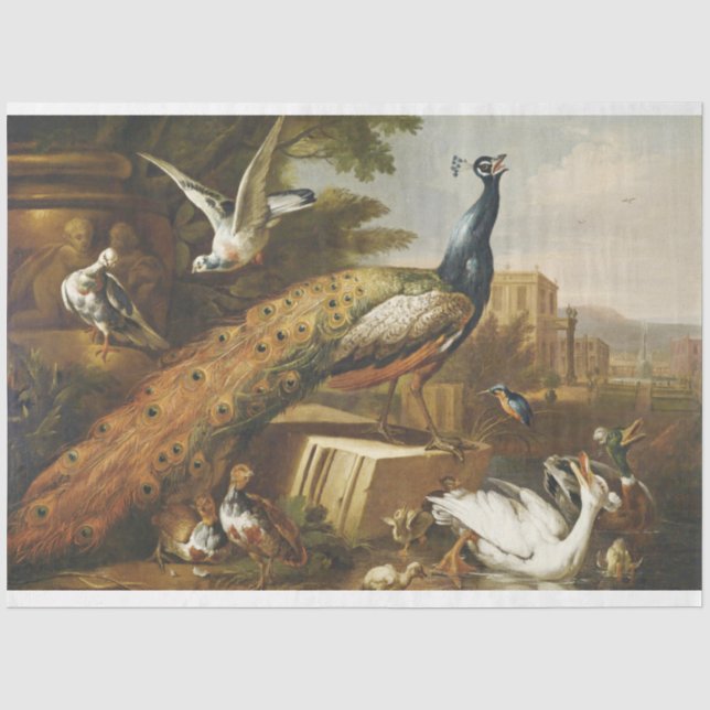 Papier Mousseline Peinture Peacock Antique Découpage Papier de tissu (Recto)