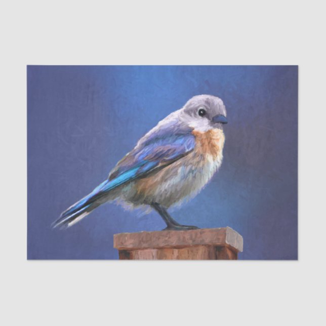 Papier Mousseline Peinture pour oiseaux bleus (femelle) - Art origin (Recto)