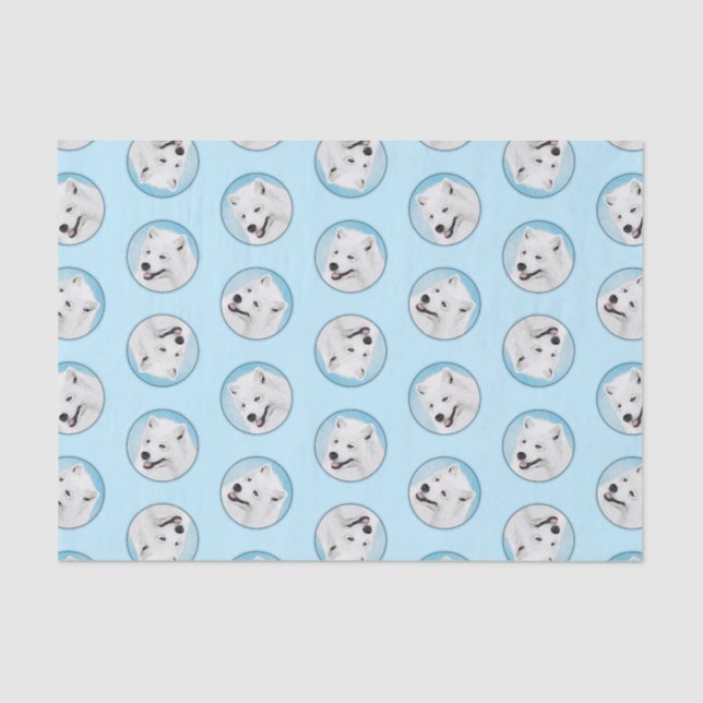 Papier Mousseline Peinture Samoyed Blanc mignonne Original Animal Ch (Recto)