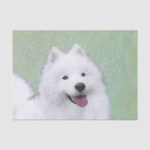 Papier Mousseline Peinture Samoyed - Cute Original Chien Art