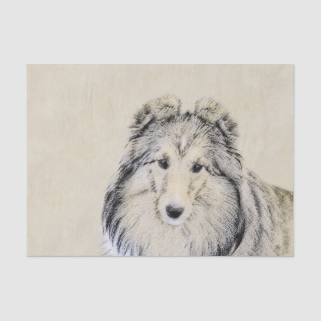 Papier Mousseline Peinture Shetland Sheepdog - Jolie art original ch (Recto)