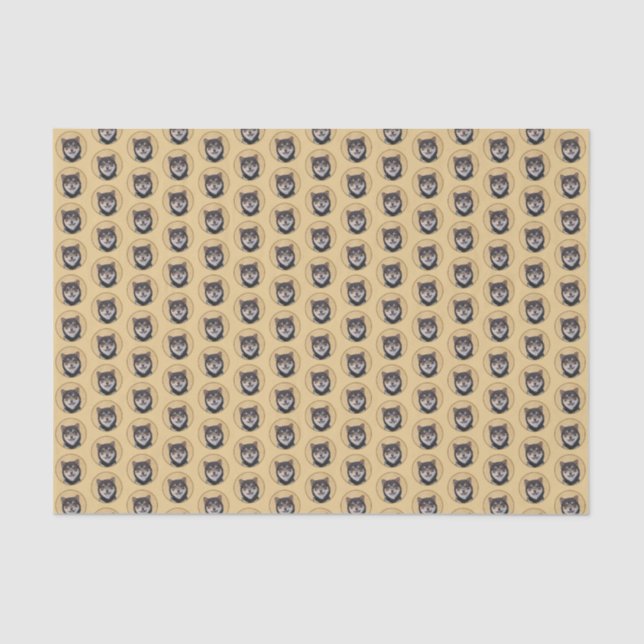 Papier Mousseline Peinture Shiba Inu (Noir et Tan) - Art Chien (Recto)