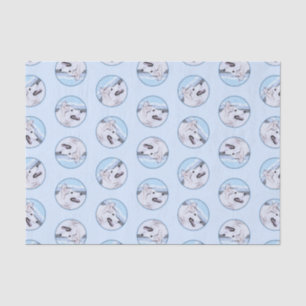 Papier Mousseline Peinture sibérienne Husky Argent et Chien blanc Ar