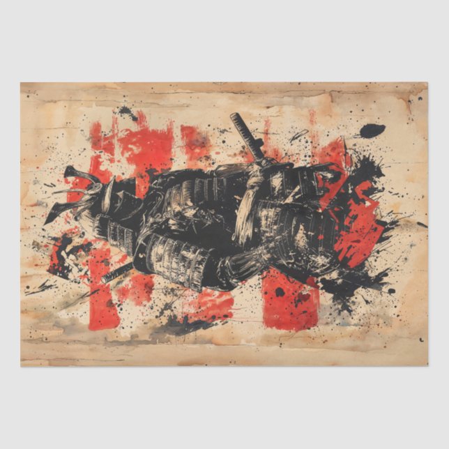 Papier Mousseline Peinture vintage de guerrier de Samurai (Recto)