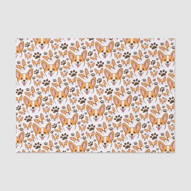 Papier Mousseline Pembroke Welsh Corgi Chien Coquelicot (Recto)