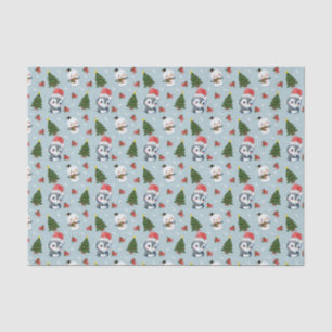 Papier Mousseline Penguin Père Noël Joyeux Joyeux motif d'arbre de N