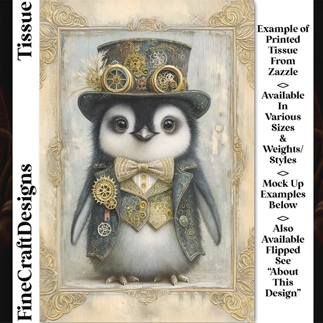 Papier Mousseline Penguin victorien Steampunk Baby Penguin DL3L Déco (Créateur téléchargé)