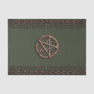 Papier Mousseline Pentacle bois brindilles Olive Green Wiccan