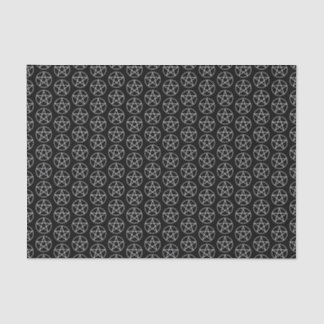 Papier Mousseline Pentagramme blanc sur fond noir