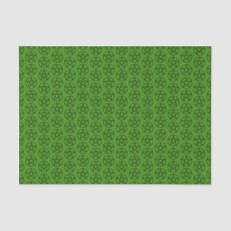 Papier Mousseline Pentagramme noir sur vert
