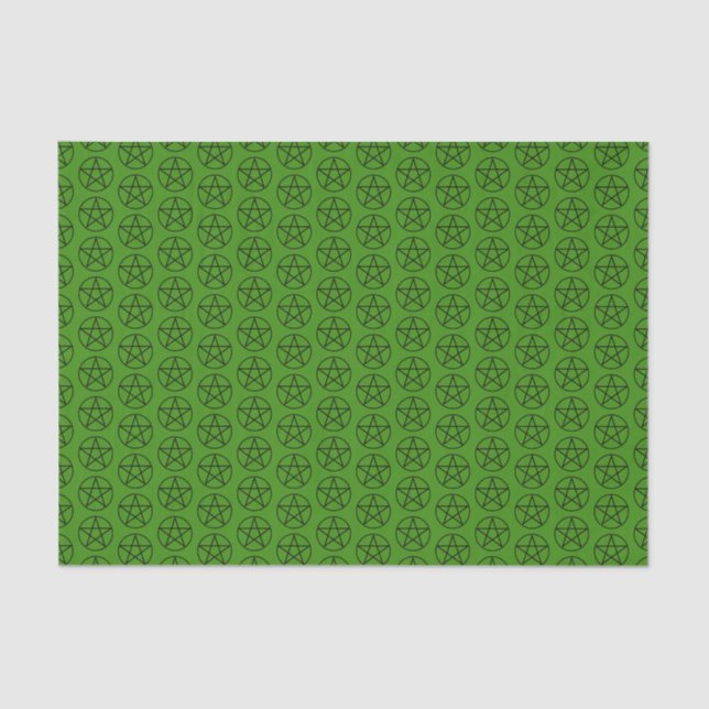 Papier Mousseline Pentagramme noir sur vert (Recto)
