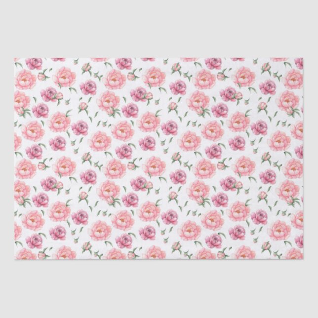 Papier Mousseline Peonées d'aquarelle rose nuptiale (Recto)