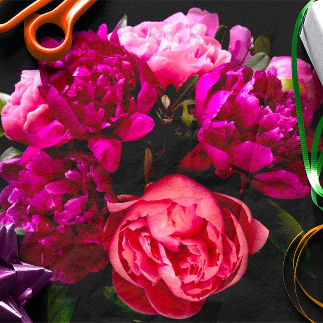 Papier Mousseline Peonées Dramatiques Roses Et Violettes (Créateur téléchargé)