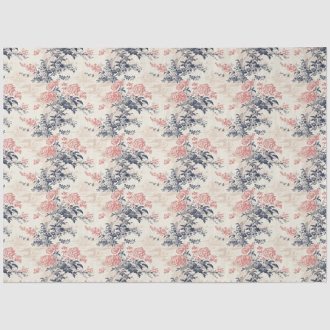 Papier Mousseline Peoney Floral Toile de Jouy Motif (Recto)